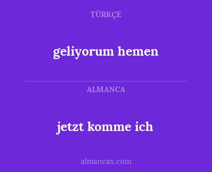 jetzt komme ich - geliyorum hemen