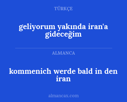 geliyorum yakında iran'a gideceğim - kommenich werde bald in den iran