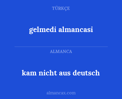 kam nicht aus deutsch - gelmedi almancasi