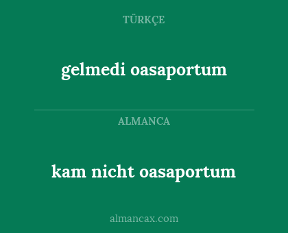 kam nicht oasaportum - gelmedi oasaportum