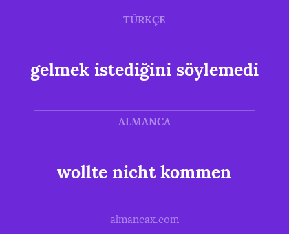 wollte nicht kommen - gelmek istediğini söylemedi