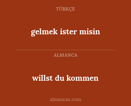 willst du kommen - gelmek ister misin