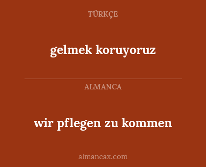 wir pflegen zu kommen - gelmek koruyoruz