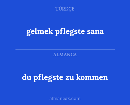 du pflegste zu kommen - gelmek pflegste sana
