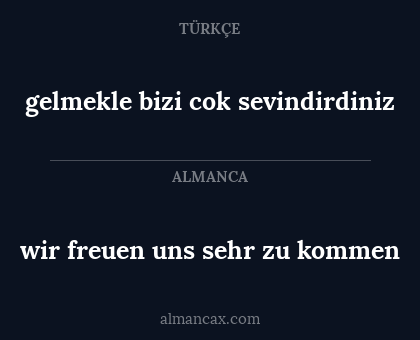 gelmekle bizi cok sevindirdiniz - wir freuen uns sehr zu kommen