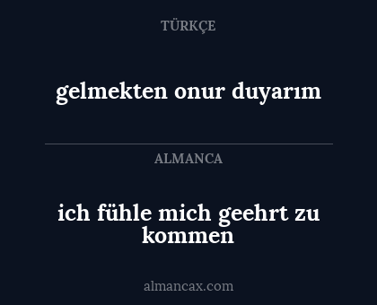 ich fühle mich geehrt zu kommen - gelmekten onur duyarım