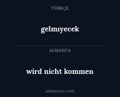 wird nicht kommen - gelmıyecek
