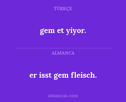 er isst gem fleisch. - gem et yiyor.