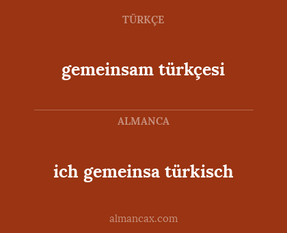 ich gemeinsa türkisch - gemeinsam türkçesi
