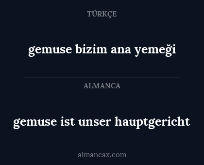 gemuse ist unser hauptgericht - gemuse bizim ana yemeği