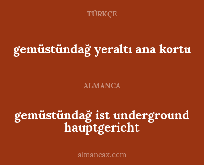gemüstündağ ist underground hauptgericht - gemüstündağ yeraltı ana kortu