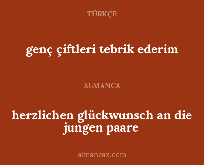 herzlichen glückwunsch an die jungen paare - genç çiftleri tebrik ederim