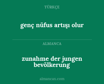 genç nüfus artışı olur - zunahme der jungen bevölkerung