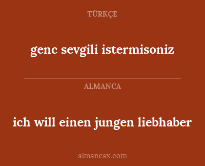 ich will einen jungen liebhaber - genc sevgili istermisoniz