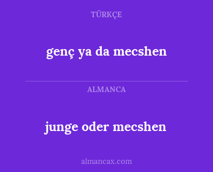 genç ya da mecshen - junge oder mecshen