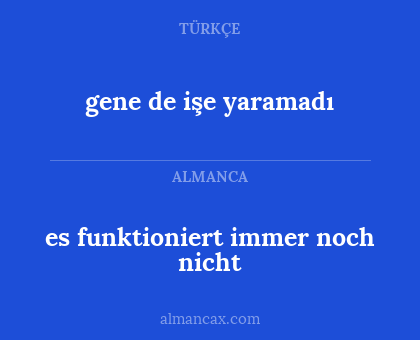 es funktioniert immer noch nicht - gene de işe yaramadı