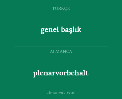 plenarvorbehalt - genel başlık
