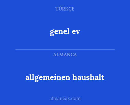 allgemeinen haushalt - genel ev