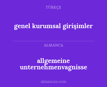 allgemeine unternehmenvagnisse - genel kurumsal girişimler