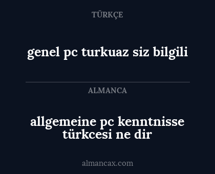 allgemeine pc kenntnisse türkcesi ne dir - genel pc turkuaz siz bilgili