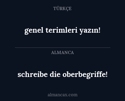 schreibe die oberbegriffe! - genel terimleri yazın!