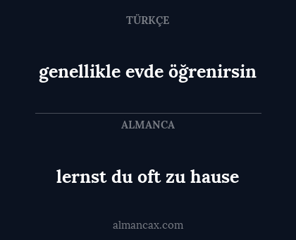 lernst du oft zu hause - genellikle evde öğrenirsin