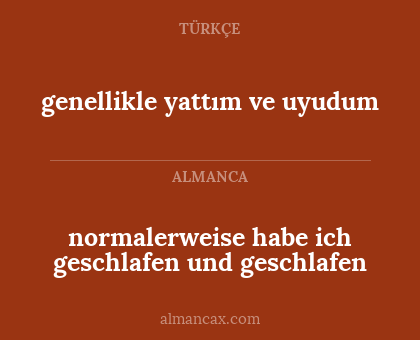 genellikle yattım ve uyudum - normalerweise habe ich geschlafen und geschlafen