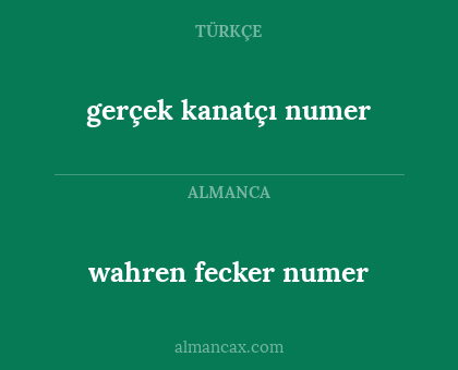 gerçek kanatçı numer - wahren fecker numer