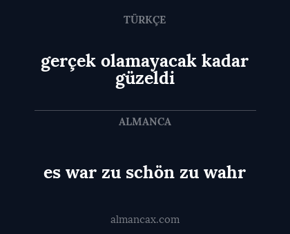 es war zu schön zu wahr - gerçek olamayacak kadar güzeldi