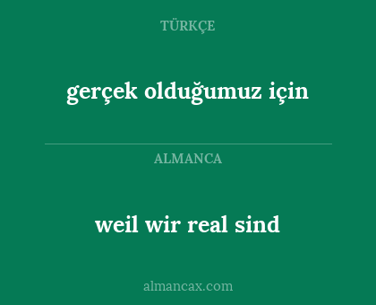 weil wir real sind - gerçek olduğumuz için