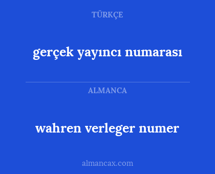 gerçek yayıncı numarası - wahren verleger numer
