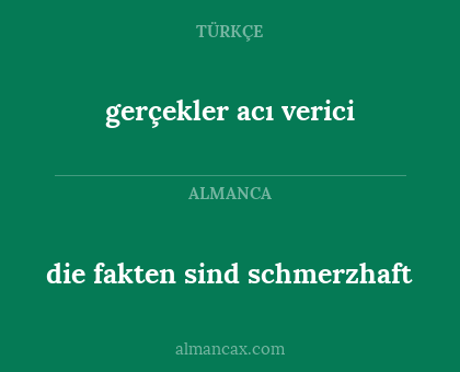die fakten sind schmerzhaft - gerçekler acı verici