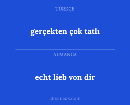 echt lieb von dir - gerçekten çok tatlı