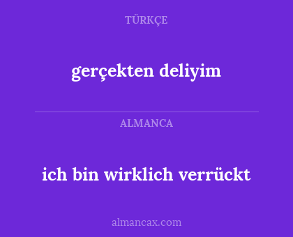 ich bin wirklich verrückt - gerçekten deliyim