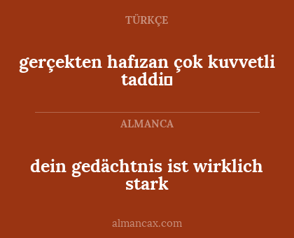dein gedächtnis ist wirklich stark - gerçekten hafızan çok kuvvetli taddi̇