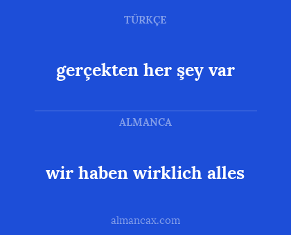 gerçekten her şey var - wir haben wirklich alles