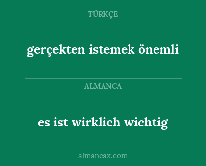 es ist wirklich wichtig - gerçekten istemek önemli