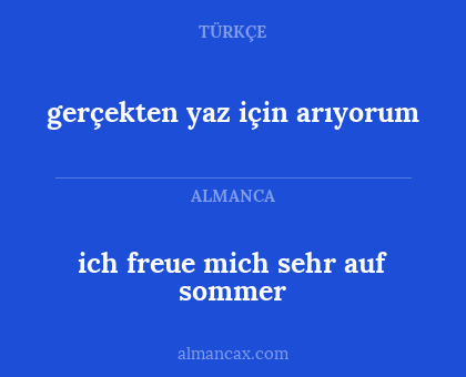 gerçekten yaz için arıyorum - ich freue mich sehr auf sommer
