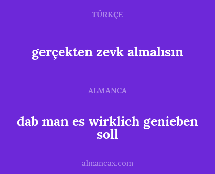 gerçekten zevk almalısın - dab man es wirklich genieben soll