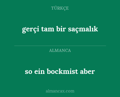so ein bockmist aber - gerçi tam bir saçmalık