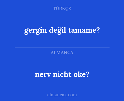 nerv nicht oke? - gergin değil tamame?