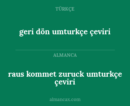 geri dön umturkçe çeviri - raus kommet zuruck umturkçe çeviri