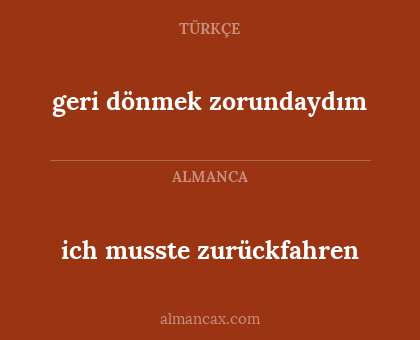 geri dönmek zorundaydım - ich musste zurückfahren