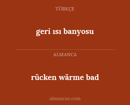 rücken wärme bad - geri ısı banyosu