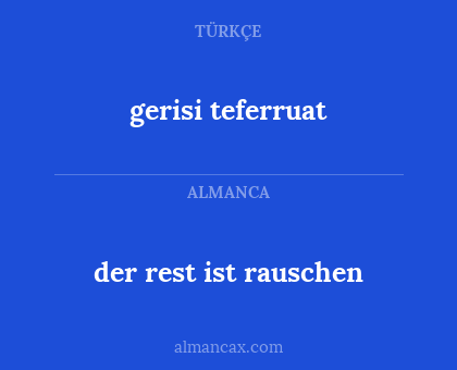 der rest ist rauschen - gerisi teferruat