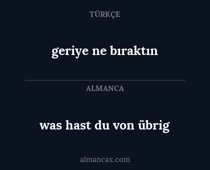 geriye ne bıraktın - was hast du von übrig