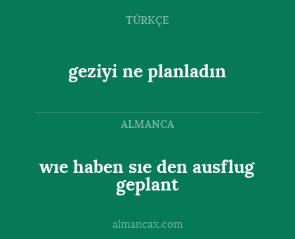 wıe haben sıe den ausflug geplant - geziyi ne planladın
