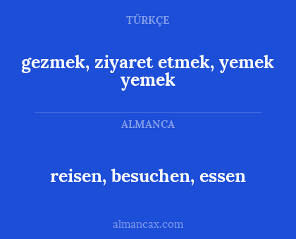 gezmek, ziyaret etmek, yemek yemek - reisen, besuchen, essen