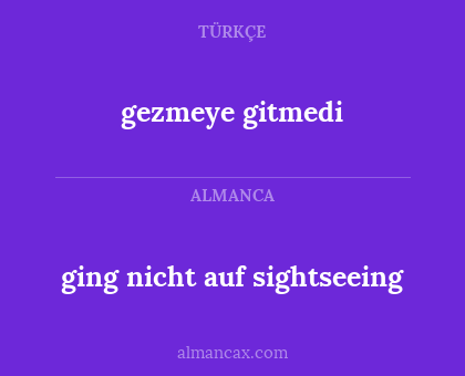 ging nicht auf sightseeing - gezmeye gitmedi