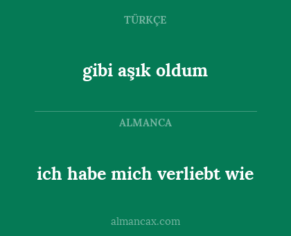 gibi aşık oldum - ich habe mich verliebt wie